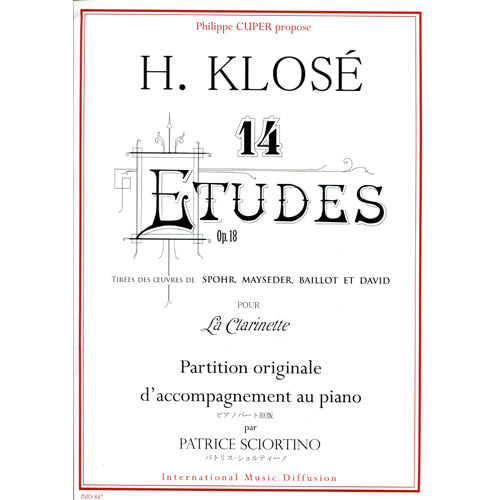 H. Klose 14 Etudes Op. 18 for Clarinet [IMD847]