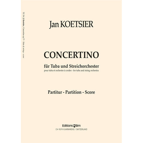 Jan Koetsier Concertino Op. 77 for Solo Tuba and Piano Reduction TU3a