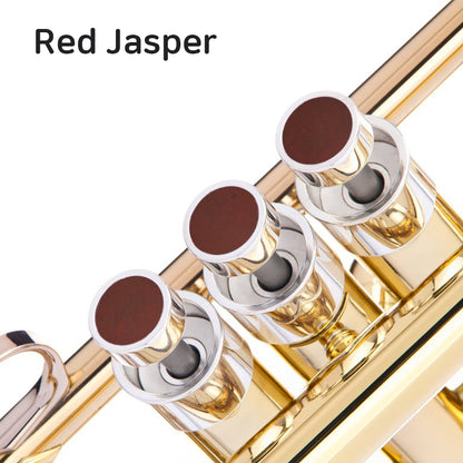 KGU Brass Trumpet Curtom Finger Burtton with Stone Inlays