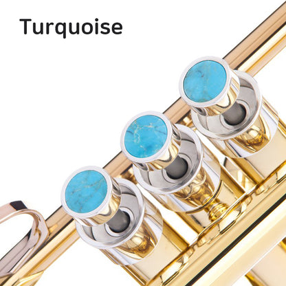 KGU Brass Trumpet Curtom Finger Burtton with Stone Inlays