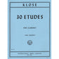 Klose 30 Etudes for Clarinet (Kirkbride) IMC3244