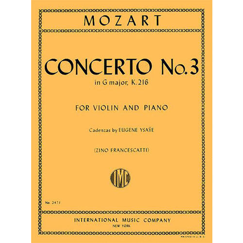 Mozart Concerto No. 3 in G major, K. 216 (with Cadenzas by Eugene Ysaye) [IMC2471]