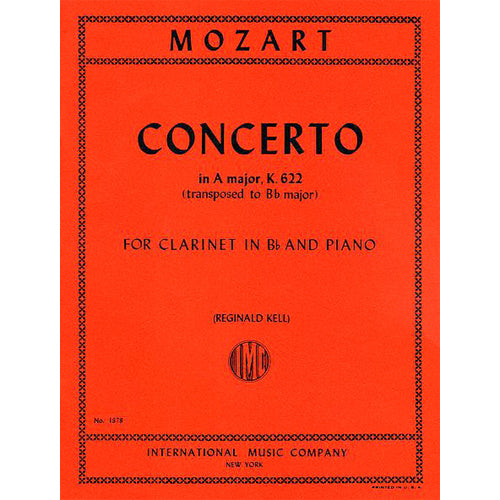 Mozart Concerto in A major, K. 622  (Authentic edition) for Bb Clarinet and Piano [IMC1878]