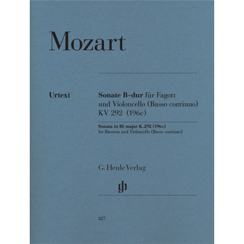 Mozart Sonata B flat major K. 292 (196c) for Bassoon and Violoncello (Basso continuo) [HN827]