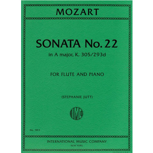 Mozart Sonata No. 22 in A major, K. 305/293d (Jutt, Stephanie) for Flute and Piano [IMC3813]
