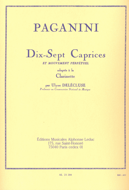 Paganini 17 Caprices et Mouvement - Clarinet [AL21204]