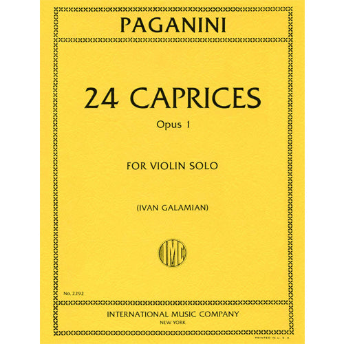 Paganini 24 Caprices, Opus 1 for Violin Solo (Galamian) [IMC2292]
